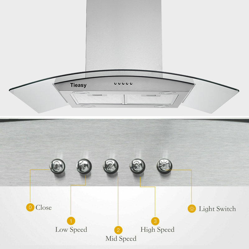 Tieasy Island Range Hood 36 Inches 700 Cubic Feet Per Minute